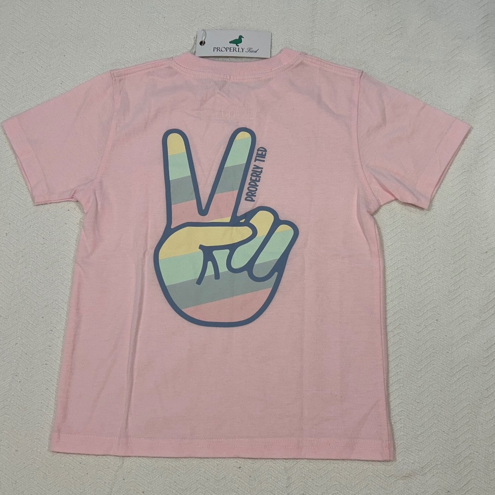 NWT Properly Tied Youth Pocket T-Shirt with Peace Sign Graphic - size 6